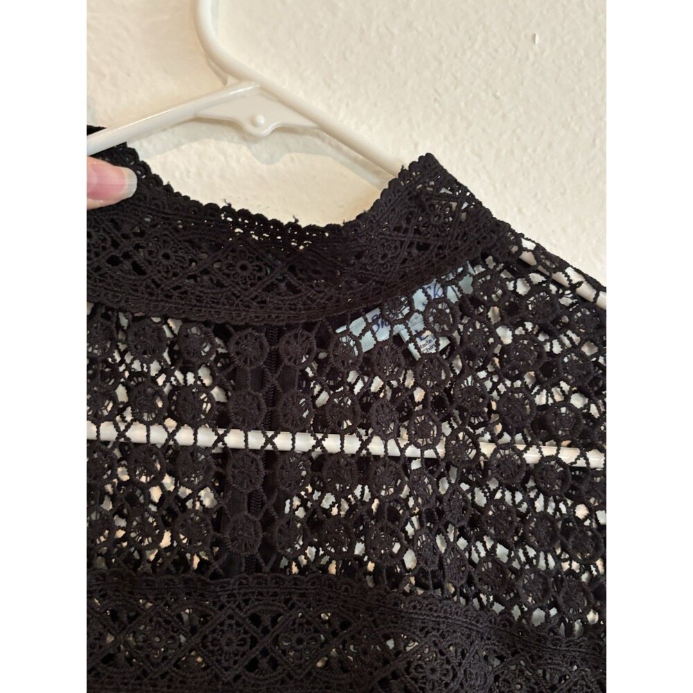She + Sky Size Large Women's Navy Lace Short Sleeve Tiered Dress Lined - Picture 4 of 8